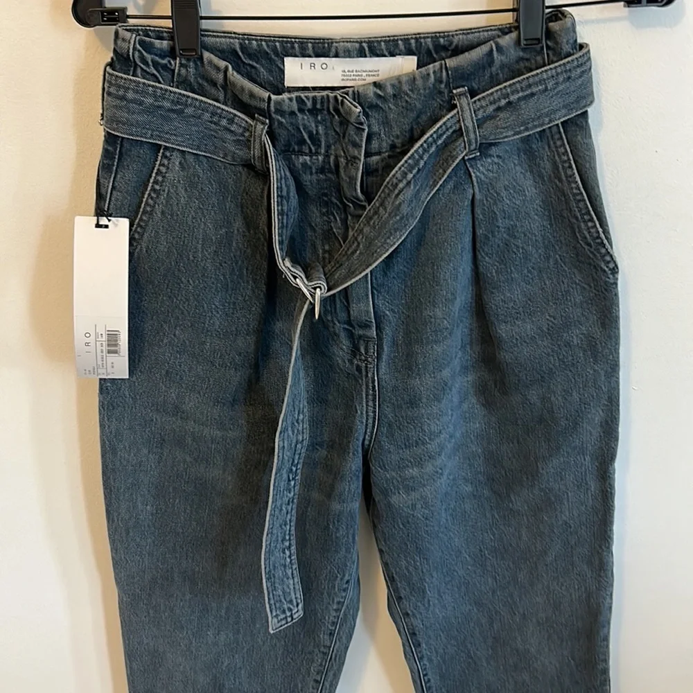 Iro Pablo Middle Gray Denim Paperbag Waist D Ring Jeans